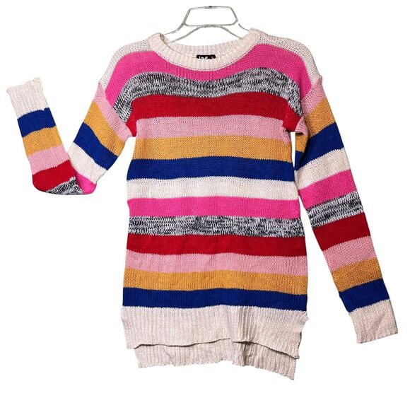Love by Marcy Sweater Womens Small Multicolor Stripe Crewneck Pullover Tunic - Picture 10 of 11